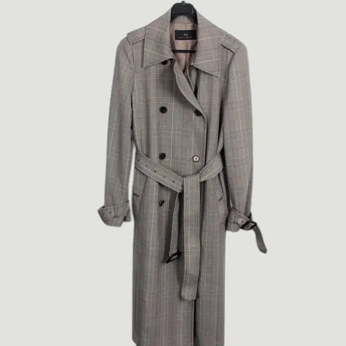 [BUNJANG] SI Simple Check Trench Coat GR / 여성55 / SI 전체체크 심플리 트렌치코트GR 15-7
