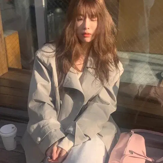 [BUNJANG] Tanat T/T Double Half Trench Coat (Beige) / 타낫 T/T Double half trench coat (beige)