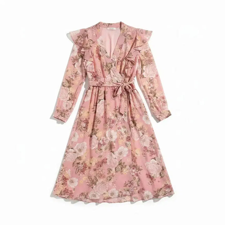 [BUNJANG] Chicline Wrap Style Flower Pink Dress (Women&