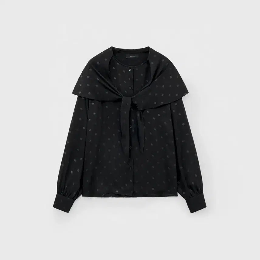 [BUNJANG] Mongdol Dot Black Scarf Tie Blouse / 몽돌 스카프타이 블라우스 도트블랙