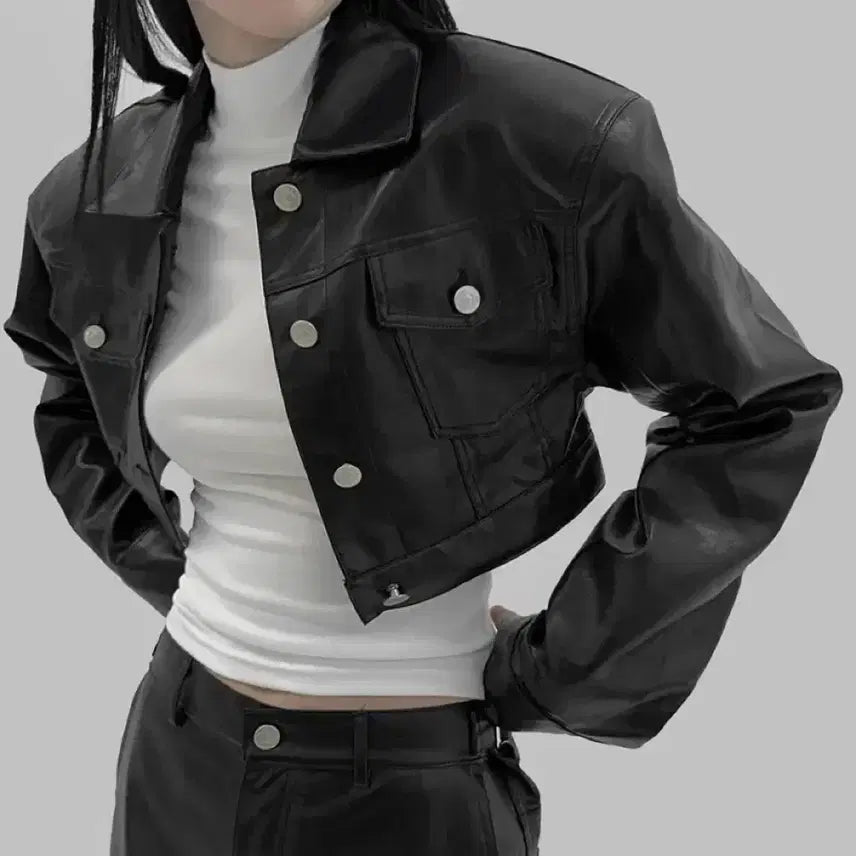 [BUNJANG] Project Wave Leather Multi Crop Jacket / 프로젝트 웨이브 레더 멀티 크롭 자켓 새상품