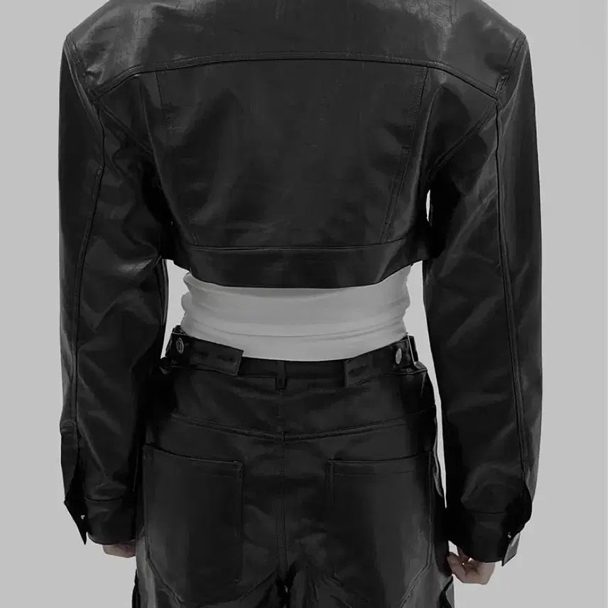 [BUNJANG] Project Wave Leather Multi Crop Jacket / 프로젝트 웨이브 레더 멀티 크롭 자켓 새상품