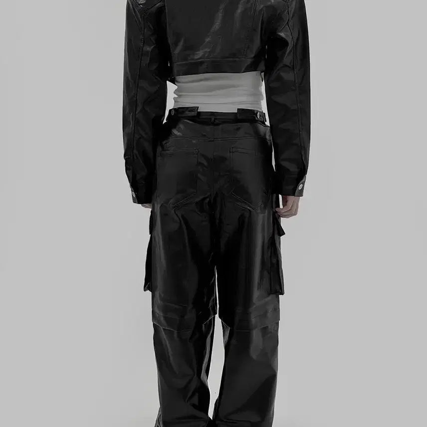 [BUNJANG] Project Wave Leather Multi Crop Jacket / 프로젝트 웨이브 레더 멀티 크롭 자켓 새상품