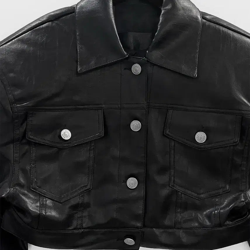 [BUNJANG] Project Wave Leather Multi Crop Jacket / 프로젝트 웨이브 레더 멀티 크롭 자켓 새상품