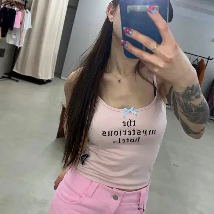 [BUNJANG] The Mysterious Hotel Lettering Tank Top / 더미스테리어스호텔 레터링 나시