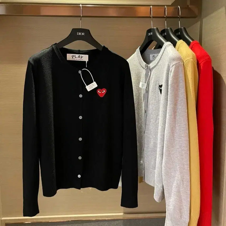 [BUNJANG] Heart Round Cardigan Black / (새상품) 하트 라운드 가디건 블랙