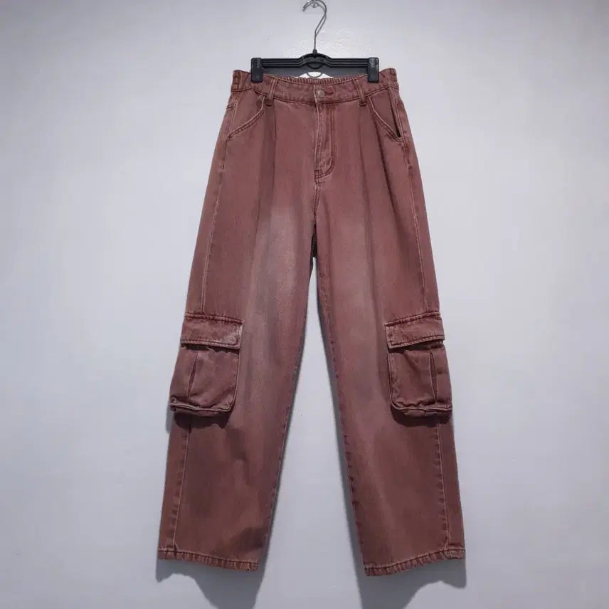 [BUNJANG] XTONZ 24SS XP138 Pastel Denim Cargo Pants Pink / 엑스톤즈 24ss XP138 파스텔 데님 카고 팬츠 핑크 28-29인치