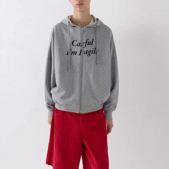 [BUNJANG] Careful X Im Fragile Logo Hooded Zip-Up Jacket Grey / [S,M,L] 새상품 기마구아스 careful 케어풀 후드 집업 그레이