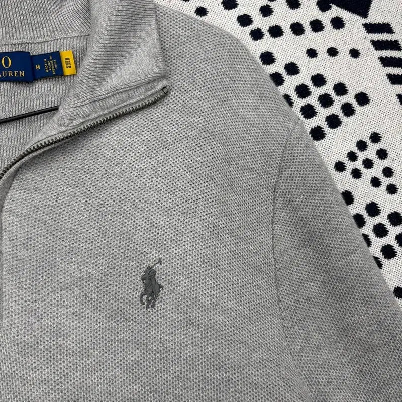 [BUNJANG] Polo Ralph Lauren Embroidered Logo Half-Zip Knit Sweater M / 폴로 랄프로렌 신형 자수로고 반집업 니트 M P00002