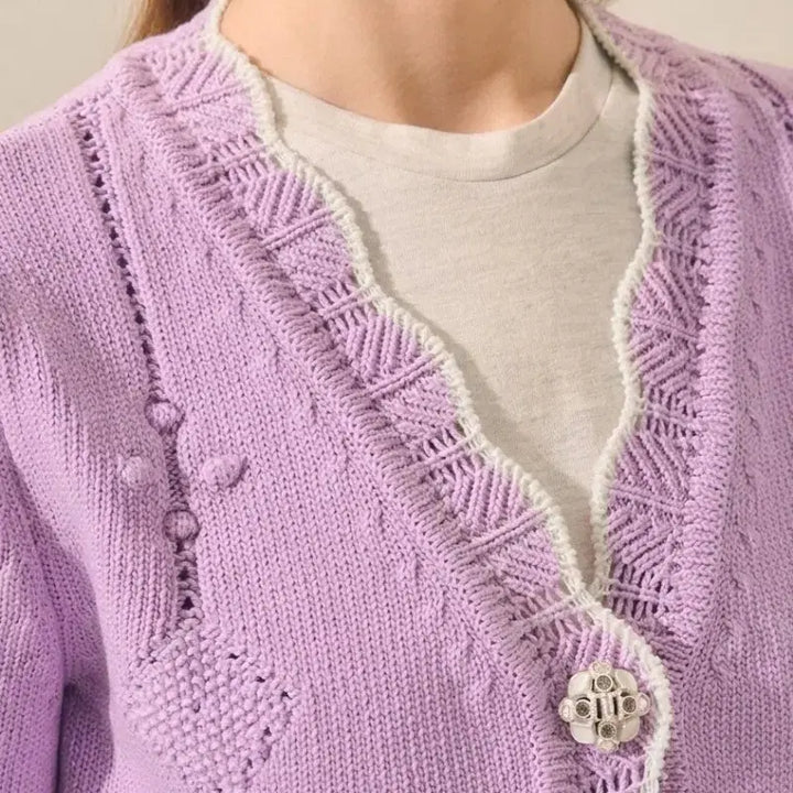 [BUNJANG] Mine Lilac Cardigan with Jewel Buttons / 23년 한섬 마인  가디건 보석 단추로 완성되는 분위기 가디건