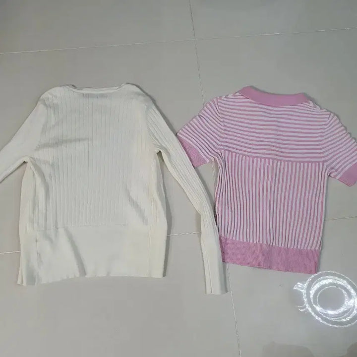 [BUNJANG] NAIN 아이보리 가디건 + ZARA 핑크 반팔 니트 세트 / NAIN 아이보리 가디건 + ZARA 핑크 반팔 니트 세트