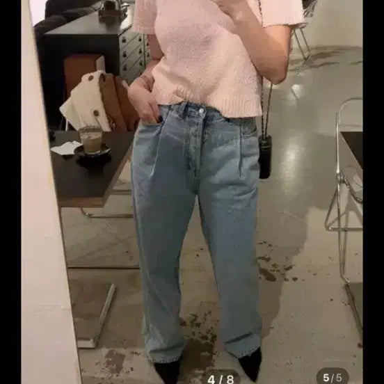 [BUNJANG] De:venti Light Wash Wide Pin-tuck Denim Jeans / 드벤티 연청 와이드 핀턱 데님 청바지
