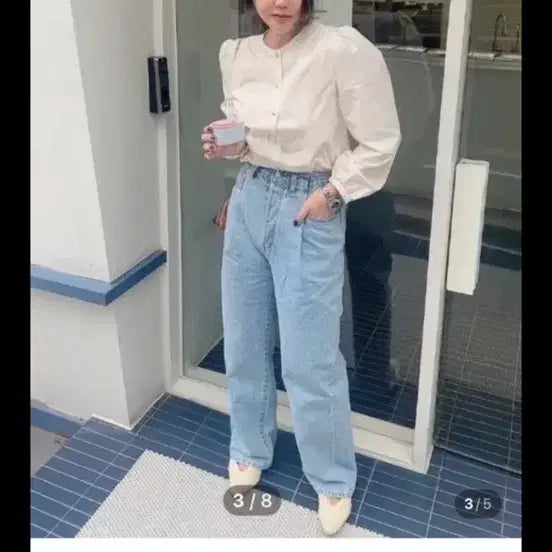 [BUNJANG] De:venti Light Wash Wide Pin-tuck Denim Jeans / 드벤티 연청 와이드 핀턱 데님 청바지