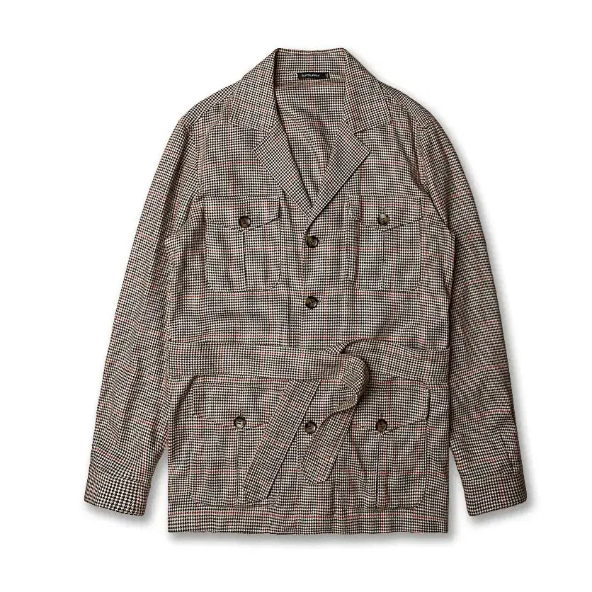 [BUNJANG] Suit Supply Magee Gunclub Check Belted Safari Jacket / 수트 서플라이 [Suit Supply] 마지 건클럽 체크 벨트 자켓