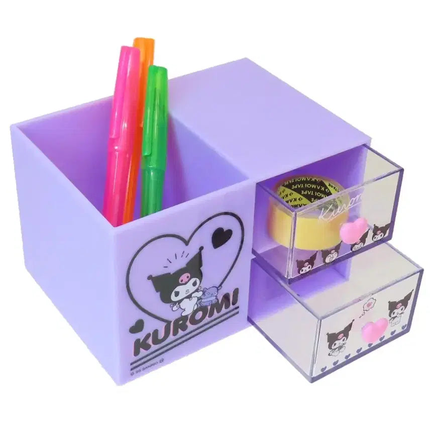 [BUNJANG] Sanrio Kuromi Drawer Pen Holder Organizer Stand / 산리오 쿠로미 서랍 펜꽂이 보관함 수납함 펜스탠드
