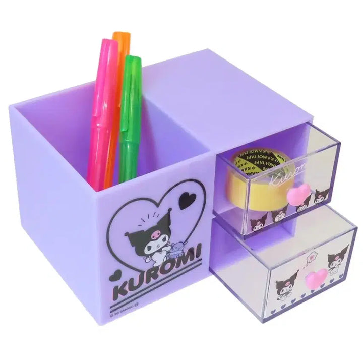 [BUNJANG] Sanrio Kuromi Drawer Pen Holder Organizer Stand / 산리오 쿠로미 서랍 펜꽂이 보관함 수납함 펜스탠드