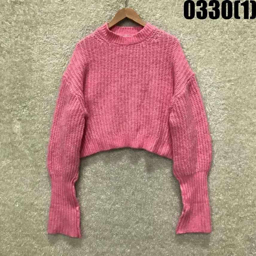 [SOLD OUT] 자라 핑크 크롭 니트 스웨터 m