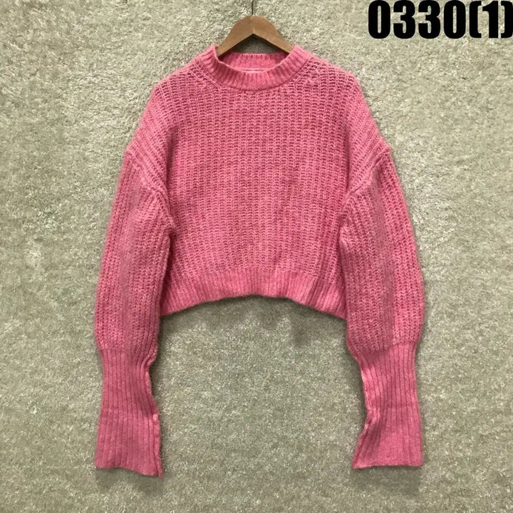 [SOLD OUT] 자라 핑크 크롭 니트 스웨터 m