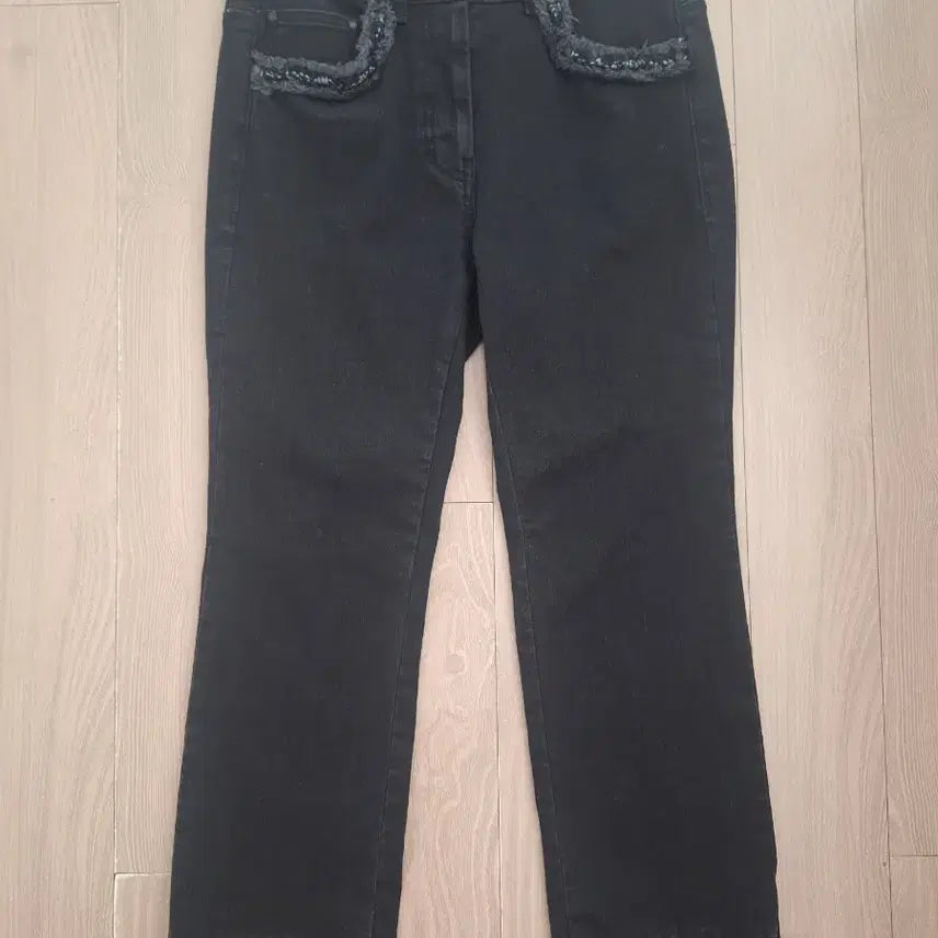 [BUNJANG] Hanseom Mine Fringe Detail Denim Pants (Size 44) / 한섬 마인-프린지디테일데닝팬츠(44)