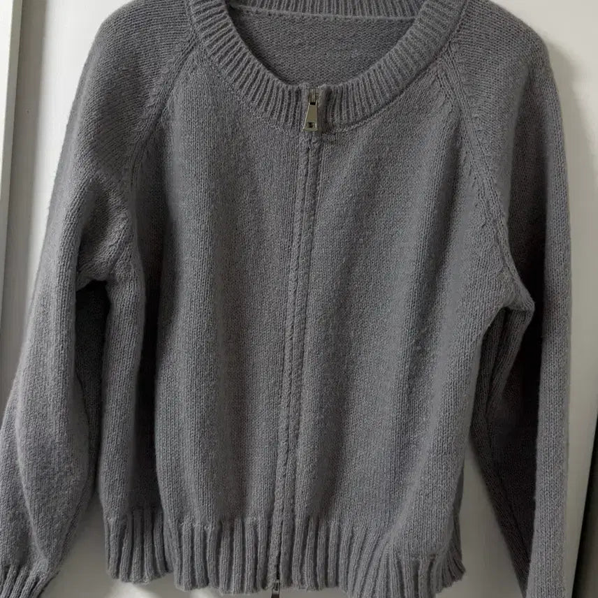 [BUNJANG] Gray Knit Two-Way Zip-Up Cardigan / 그레이 니트 집업 가디건 (투웨이)