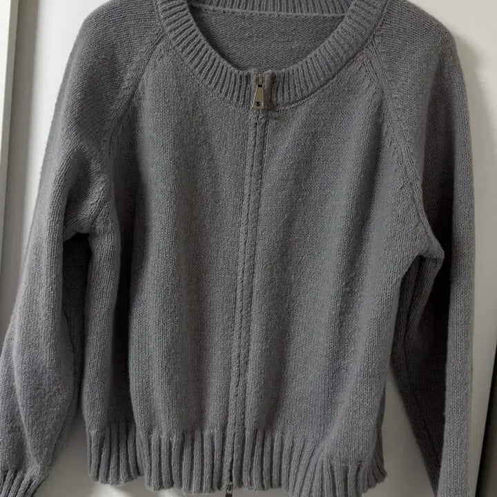 [BUNJANG] Gray Knit Two-Way Zip-Up Cardigan / 그레이 니트 집업 가디건 (투웨이)