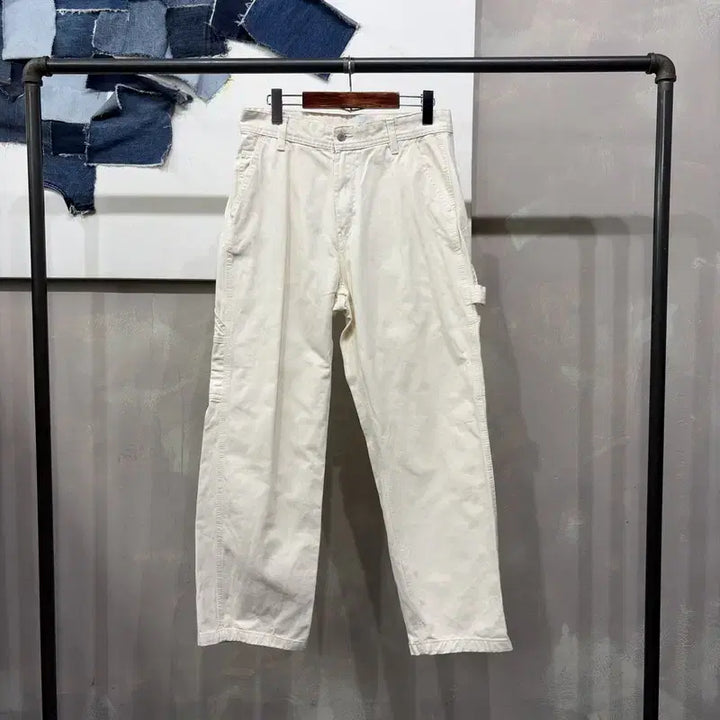 [BUNJANG] H&amp;M Carpenter Cotton Pants - Cream / (29인치) H.M 흐앤므 캐주얼 릴렉스드핏 카펜터 코튼팬츠 크림진