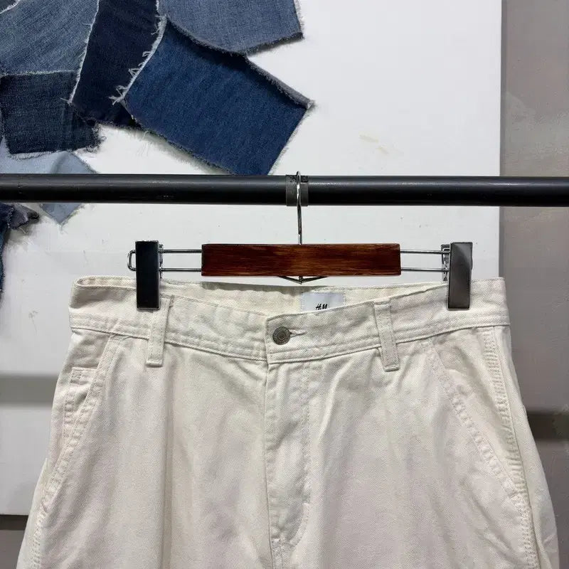 [BUNJANG] H&amp;M Carpenter Cotton Pants - Cream / (29인치) H.M 흐앤므 캐주얼 릴렉스드핏 카펜터 코튼팬츠 크림진