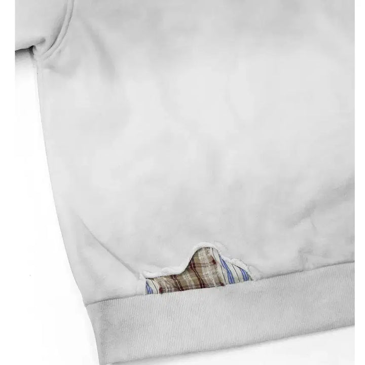 [BUNJANG] RELABEL Patchwork Heavy Washing Hoodie Sweatshirt / RELABEL 스트라이프 패치워크 핸드스티치 헤비워싱 후드 스웨트셔츠