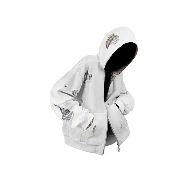 [BUNJANG] RELABEL Patchwork Heavy Washing Hoodie Sweatshirt / RELABEL 스트라이프 패치워크 핸드스티치 헤비워싱 후드 스웨트셔츠