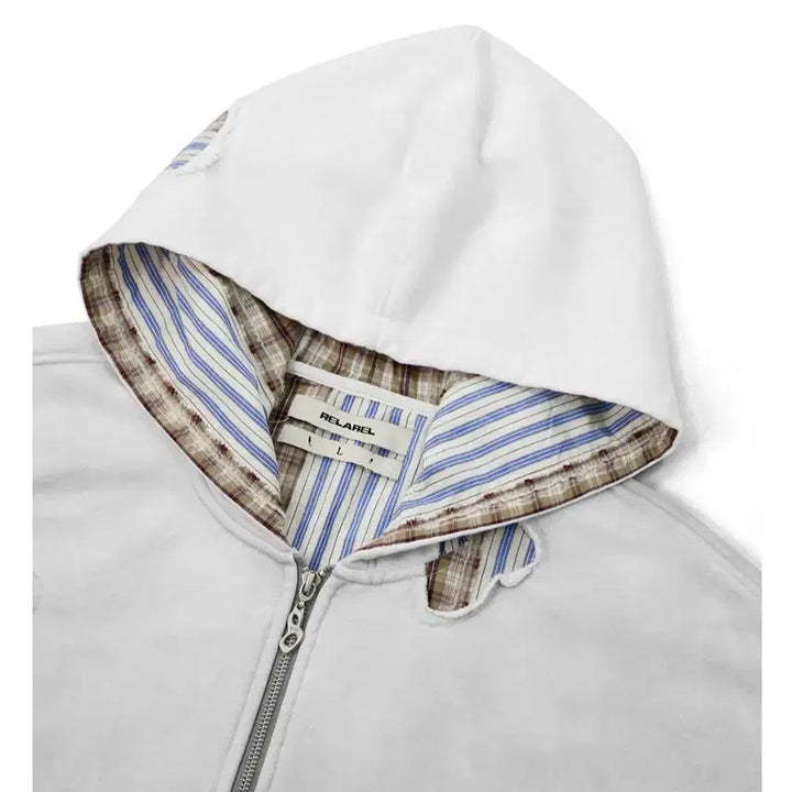 [BUNJANG] RELABEL Patchwork Heavy Washing Hoodie Sweatshirt / RELABEL 스트라이프 패치워크 핸드스티치 헤비워싱 후드 스웨트셔츠