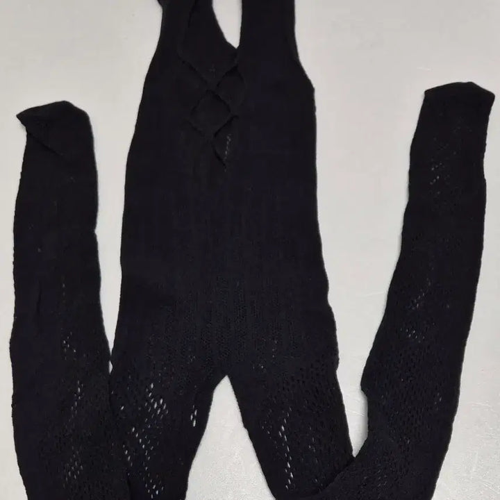 [BUNJANG] Black Knit Body Suit All-in-one Stocking / 블랙 니트 바디수트 올인원 전신 스타킹 밑트임