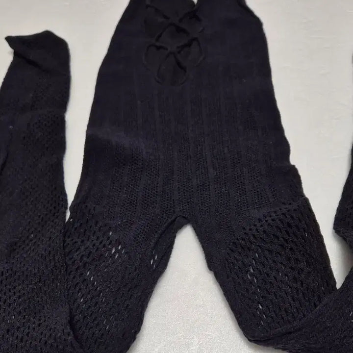 [BUNJANG] Black Knit Body Suit All-in-one Stocking / 블랙 니트 바디수트 올인원 전신 스타킹 밑트임