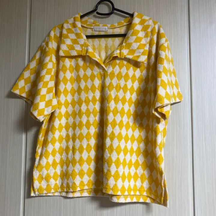 [BUNJANG] Disco Salon Diamond Pattern Towel Half Sleeve T-shirt / 새상품 디스코살롱 카라 반팔 티셔츠 타올지