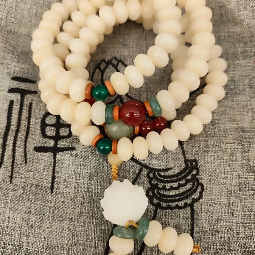 [BUNJANG] Lotus Seed Bead Prayer Beads 108 Beads / 보리근 연꽃 타입 염주 108주 길이 80cm좌우