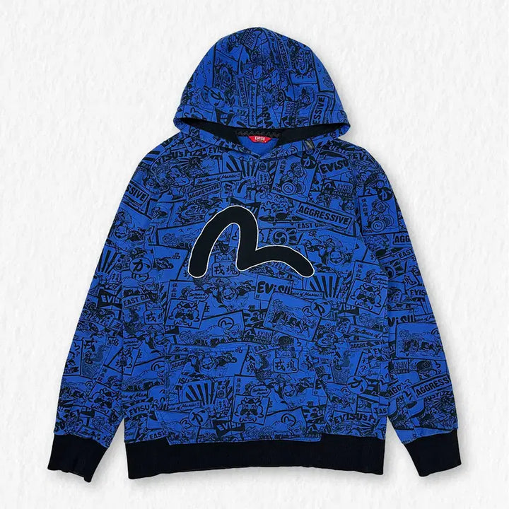 [BUNJANG] EVISU Graphic Hoodie / 에비수 그래픽 후드티