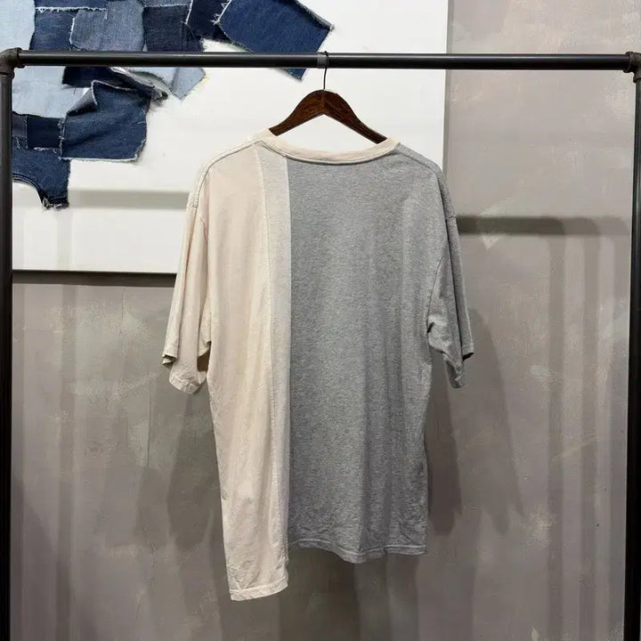 [BUNJANG] Covernat Two-Face Color Block T-shirt / (105) 커버낫 캐주얼 스트릿 프린팅 투페이스 배색 반팔 티