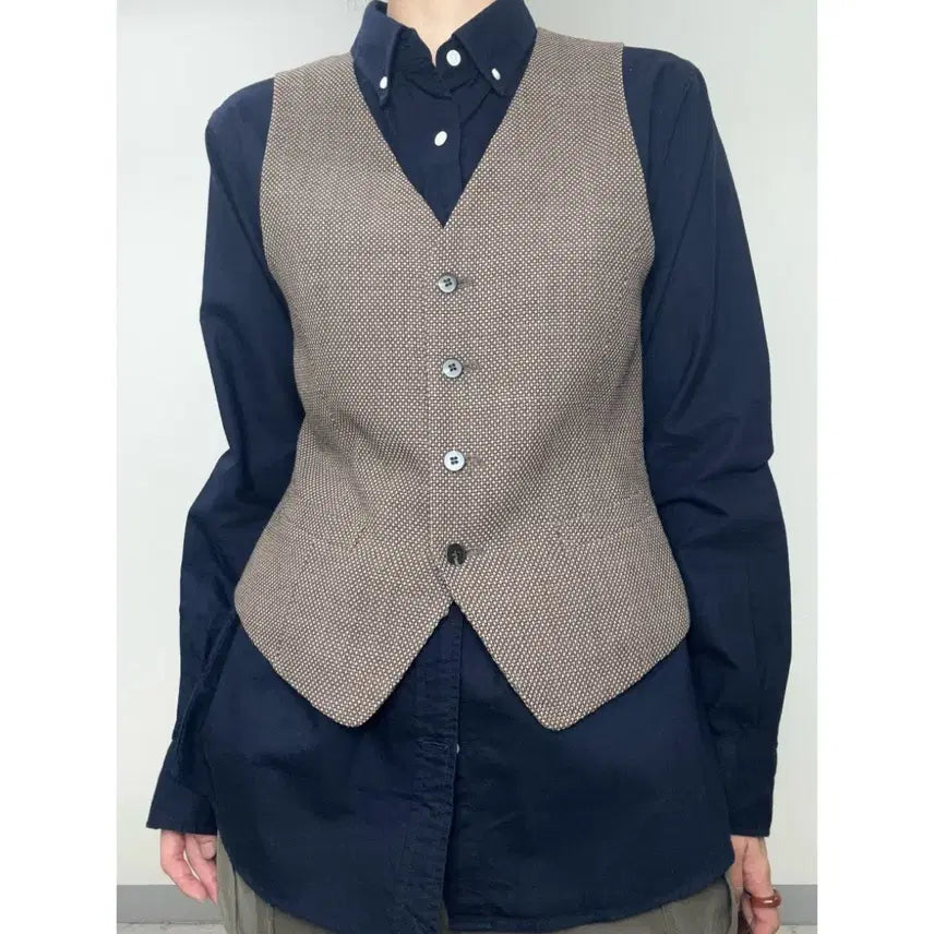 [BUNJANG] TRANS WORK Vintage Brown Wool Vest / 일본빈티지 브라운 베스트 조끼