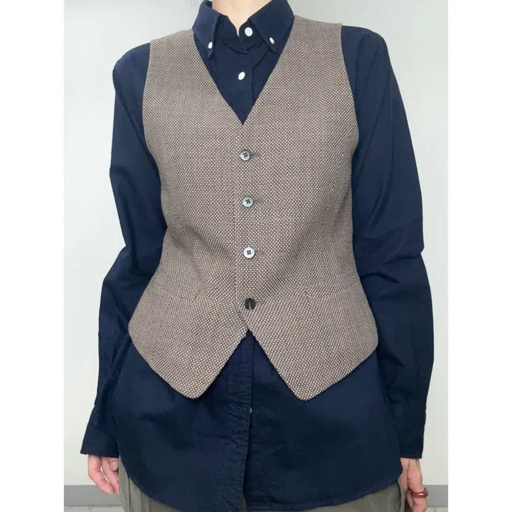[BUNJANG] TRANS WORK Vintage Brown Wool Vest / 일본빈티지 브라운 베스트 조끼