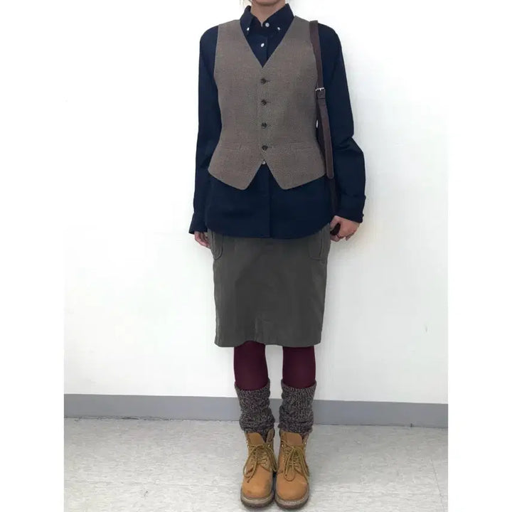 [BUNJANG] TRANS WORK Vintage Brown Wool Vest / 일본빈티지 브라운 베스트 조끼