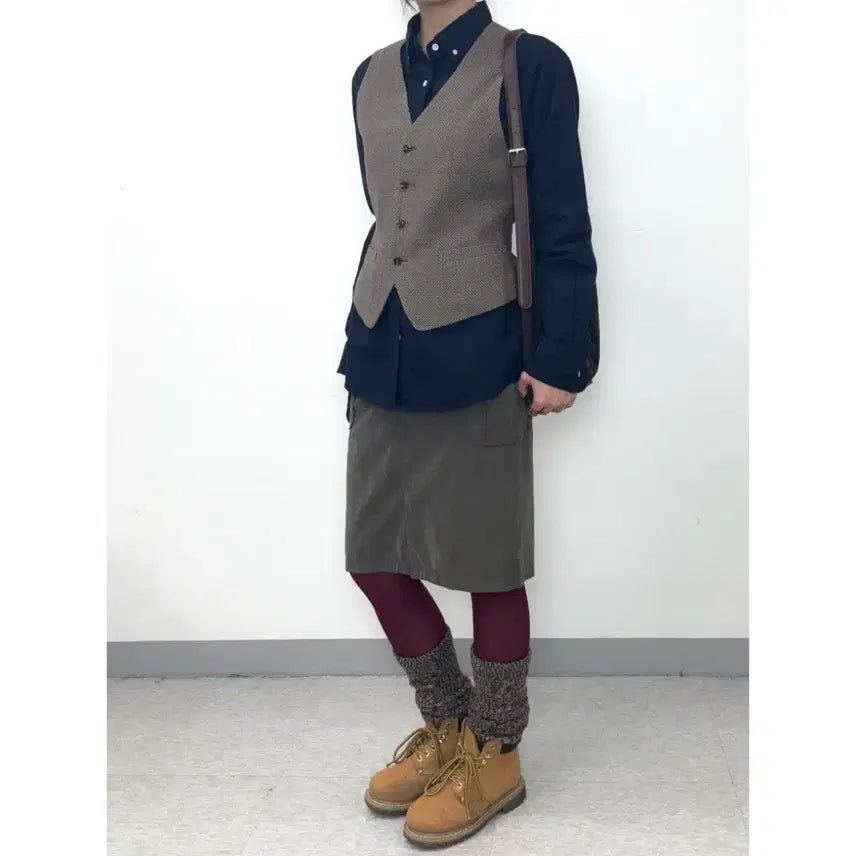 [BUNJANG] TRANS WORK Vintage Brown Wool Vest / 일본빈티지 브라운 베스트 조끼