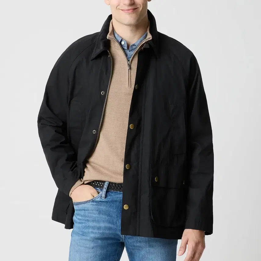 [BUNJANG] J.Crew Barbour-Style Jacket Black M / 새상품 제이크루 바버맛 자켓 블랙 M