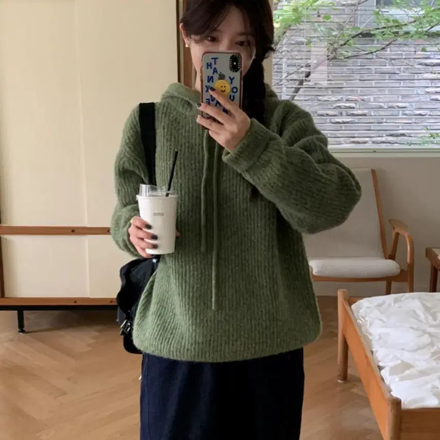 [BUNJANG] A Little Bit Choice Hooded Wool Knit / 어리틀빗 choice hood wool knit