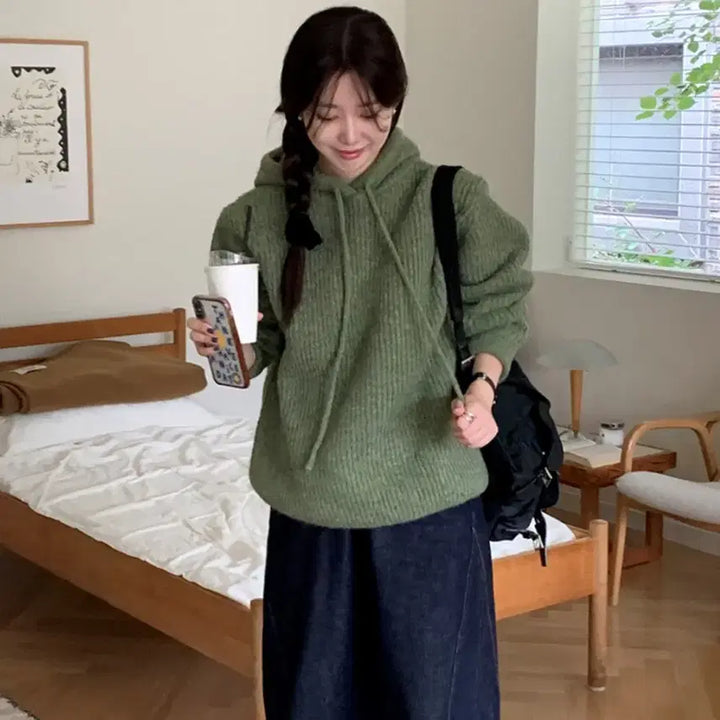 [BUNJANG] A Little Bit Choice Hooded Wool Knit / 어리틀빗 choice hood wool knit