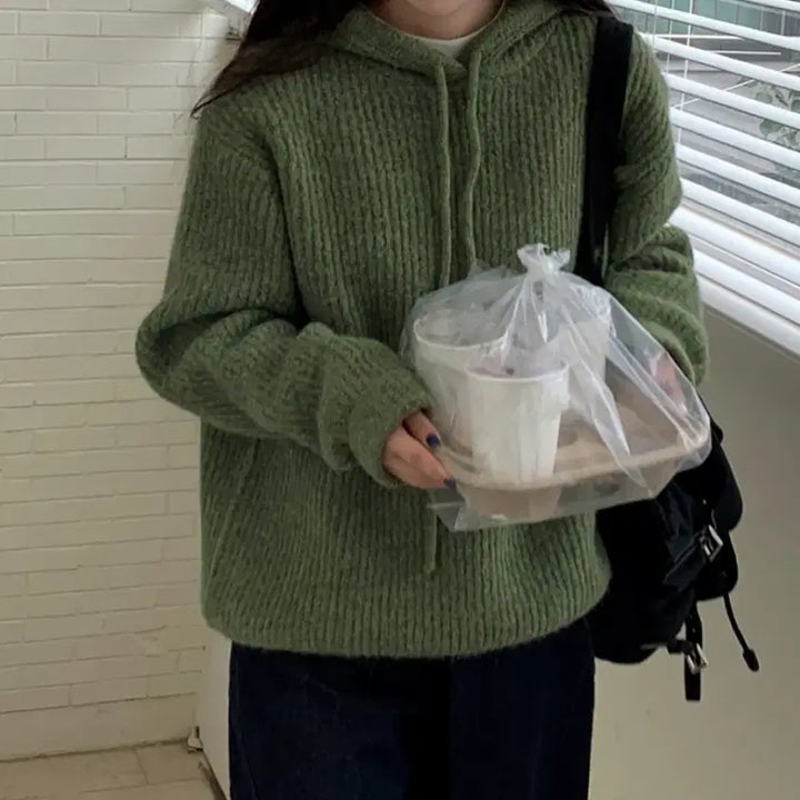 [BUNJANG] A Little Bit Choice Hooded Wool Knit / 어리틀빗 choice hood wool knit