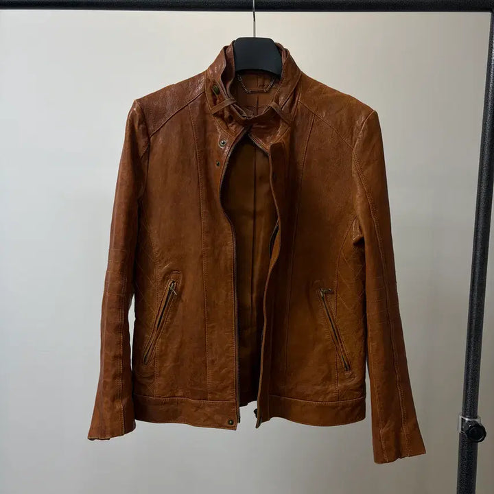 [BUNJANG] Sieg Brown Lambskin Jacket / (95) sieg 지이크 브라운 양가죽 자켓