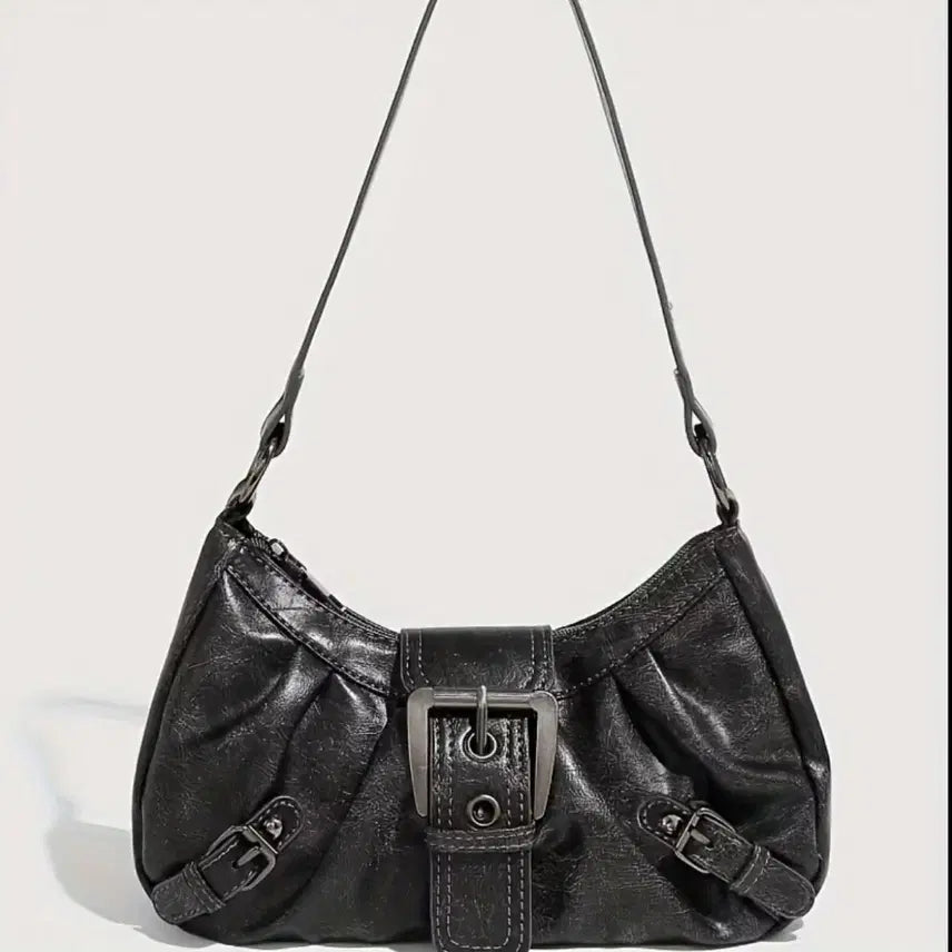 [BUNJANG] Vintage Buckle Black Shoulder Bag / 빈티지 버클 블랙 숄더백