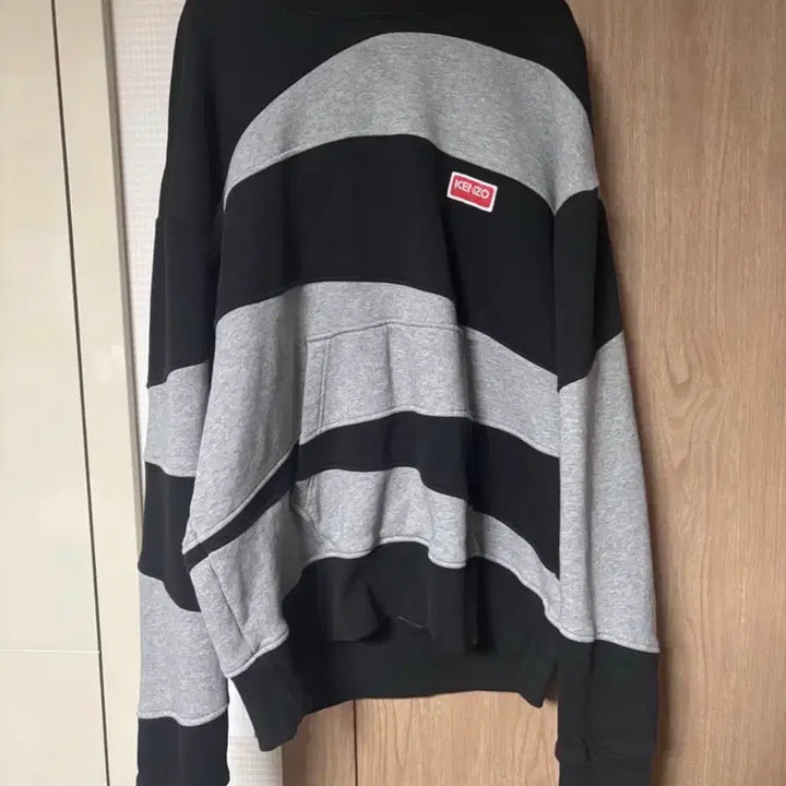 [BUNJANG] KENZO Striped Hoodie / KENZO 겐조 블랙/회색 스트라이프 후드티