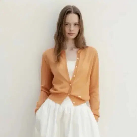 [BUNJANG] Sii Reezling Sheer Cardigan - Apricot - Size S / 시에 가디건