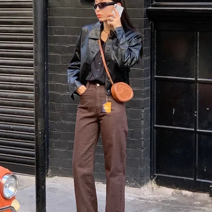 [BUNJANG] Trendier Apparel Brown Non-Fade Straight Raw Denim Pants / [새상품]트렌디어패럴 브라운 논페이드 스트레이트 생지데님팬츠