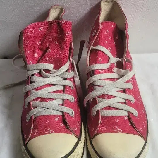 [BUNJANG] Converse Pink Dot High-Top Sneakers (240) / 컨버스 핑크 도트 하이탑 운동화240
